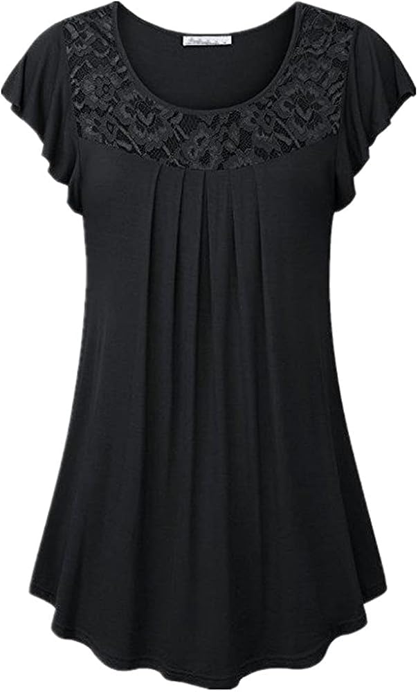 Women Short Sleeve Fashionable Comfortable Summer Round Neck Women Tops Unique Pleated Hem