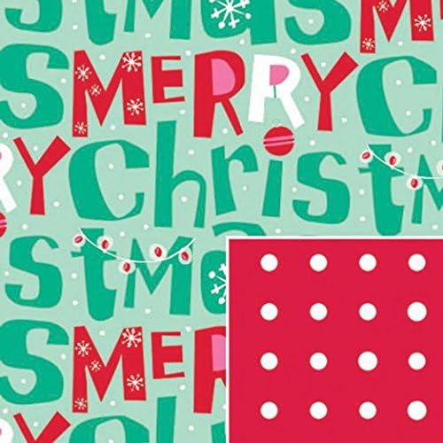 Merry Christmas Reversible Gift Wrap Roll 24" X 15' - Holiday Gift Wrapping Paper