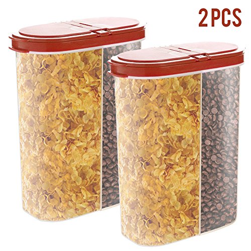 2pcs Airtight Cereal Dispenser Snack Container Storage Keeper 12-18 oz Capacity for Dry Food Flour Nut Sugar with Hovering Flip Top Lid and Large Mouth for Easy Pouring - Maroon