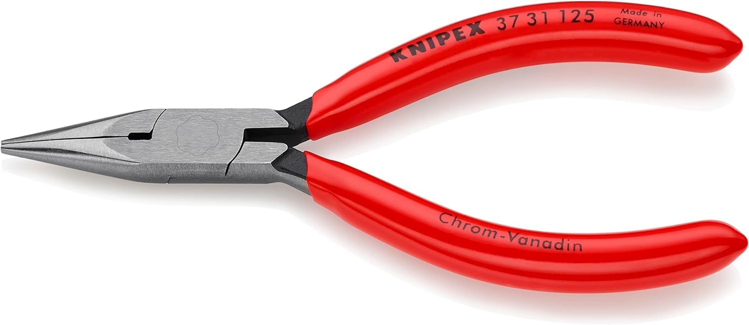 KNIPEX Flat Nose Pliers for Precision Mechanics with Plastic Coating 125 mm, 37 31 125