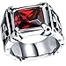 Men's Vintage Large Crystal Stainless Steel Dragon Claw Cross Ring Band Gothic Biker Knight Silver Red Size 11