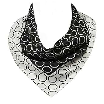 Wrapables 100% Silk Neckerchief Square Scarf, Black and White Octagons ...