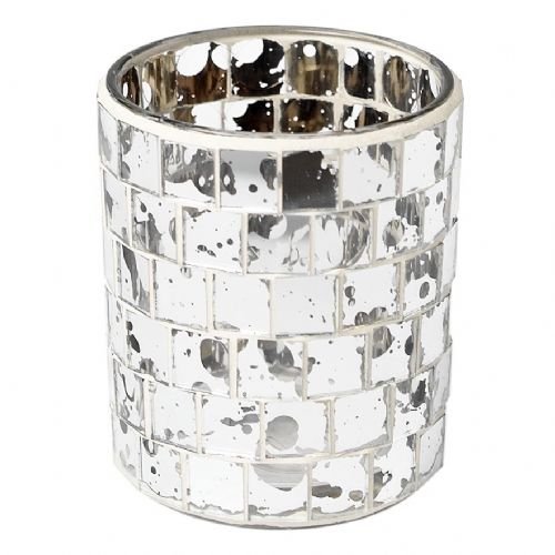 Silver Mosaic Glass Tealight Holder Cup Amazon.co.uk Kitchen & Home
