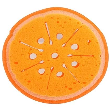 Epyz Fruit Shaped Bath Sponge Loofah Scrubber Bathing Tools for Kids (Orange) - Set of 2