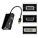 OMorc 3-in-1 Mini DisplayPort (Thunderbolt) to DVI VGA HDMI TV Adapter Cable for Apple iMac and MacBook Surface Book Surface Pro 3/4 ThinkPad X1 - Black