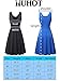 HUHOT Little Black Dresses for Women Funeral Cotton Dress for Women Tank Dress Sleeveless V Neck Summer Dress with Pockets Midi Flared Sun Dress