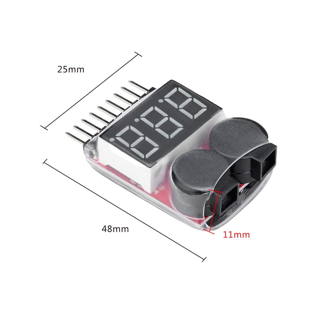 NoyoKere 2pcs 1-8S Lipo Bateria Battery Tester Monitor,Voltaje con indicador LED Alarma del Monitor