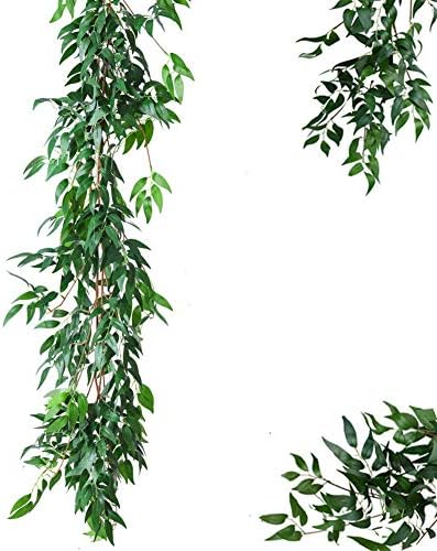Atphfety Artificial Greenery Garland Faux Silk Willow Leaves Vines Wreath Wedding Backdrop Wall Decor Flower Arrangement