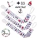 Pacifier Clip for Boys, Pack of 3 by Milanti + 20 Name Tags Labels, Premium Quality Fun Designs Universal Holder Leash for Pacifiers, Teething Toy or Soothie, Baby Shower Gift Set