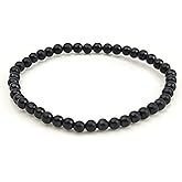 LWQCHW Shungite Bracelet - Natural Black Shungite Stone Beads, Healing Crystal Energy Protection, Handcrafted Jewelry