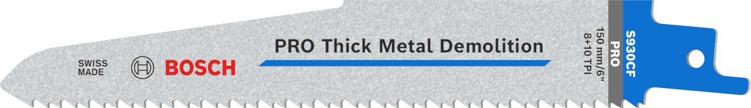 Bosch 5x PRO Thick Metal S930CF Demolition Reciprocating Saw Blade (for Metal pipes and profiles, Non-ferrous metals, Length 150 mm, Professional Accessory Reciprocating Saw)