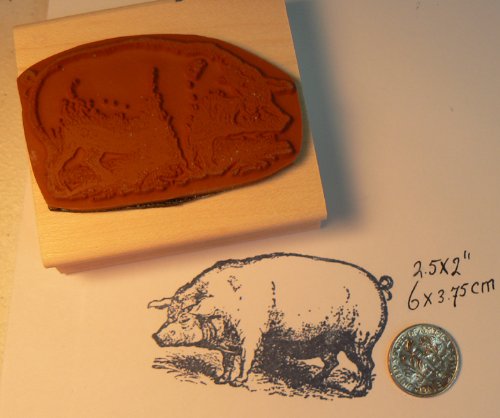 P10 Victorian Style Pig Rubber Stamp WM