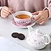 MALACASA Tea for One Set, Teapot 11 Ounce and Cup 8.4 Ounce and 6 inch Saucers, Porcelain Teapot and Cup Set, Tea Pot with Lid, Pink - Series Sweet Time