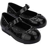 mini melissa Sweet Love Cap Toe Mary Jane Dress Shoes for Toddlers &amp; Little Kids - Jelly Flats for Girls with Cute Bow, Toe Accent and Adjustable Straps, Toddler Girl Flats