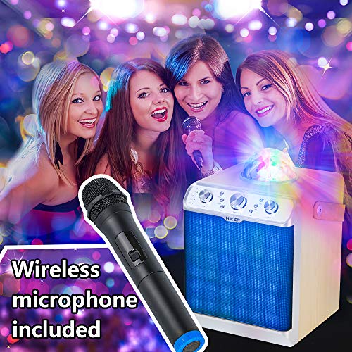 HIKEP Bluetooth Karaoke Machine with Disco Ball Wireless Microphone