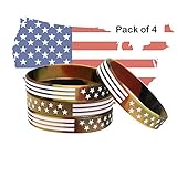 AVEC JOIE USA Rubber Wristbands Silicone Bracelet with American Flag in Black and Army Green for American Patriots, Army and Sport Fans