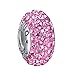 Boruo Charms 925 Sterling Silver Czech Crystal Pink Glass Ball Beads Spacers Threaded Core Charm Fit All Bracelets.