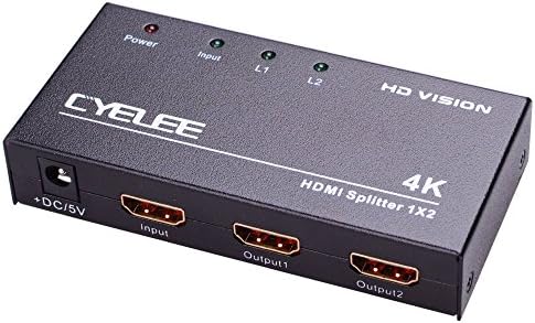 1x2 HDMI Splitter 1 In 2 Out Digital 2 Port Signal Splitters with Full HD 4K x 2K for HDTV, Game Consoles, PC & More