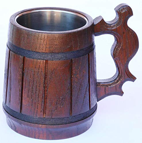 Handmade Beer Mug Wooden Tankard Beer Stein (20 OZ BROWN) Monster Hunter Mug