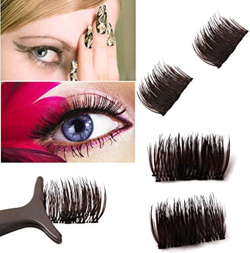 Magnetic Eye Lashes, Fullyu Ultra-thin 0.2mm 3D Reusable False Magnet Eyelashes (Brown)