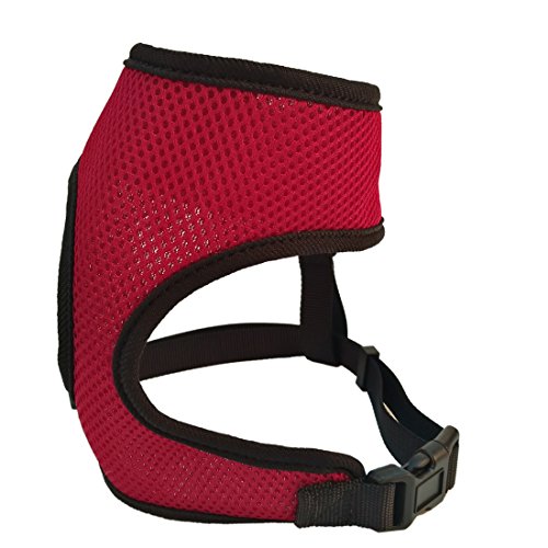 AZUZA Soft Comfort Adjustable Vest Air Mesh Padded Harness with Leash (S, Red)