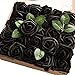 Ling's moment Artificial Flowers 50Pcs Black Roses Decor w/Stems,3