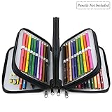 YOUSHARES 72 Holders Handy Multi-layer Zipper Pencil Case with Handle Strap, Oxford Fabric, Black