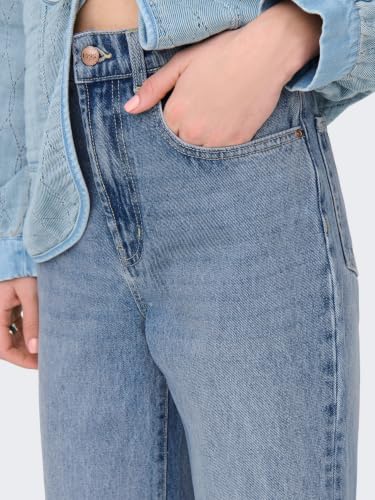 ONLHope Life Wide High Waist Jeans - Vaqueros de Corte Ancho para Mujer, Mezclilla De Color Azul Claro, 28W x 32L