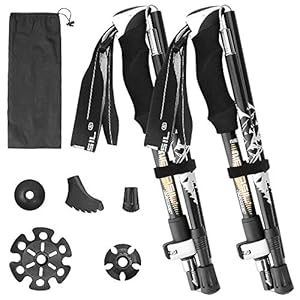 Trekkingstokken, Achort 2-pack opvouwbare wandelstokken Opvouwbare wandelstokken Sterk lichtgewicht aluminium 7075…
