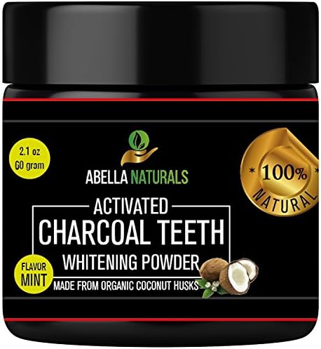 Activated Charcoal Teeth Whitening Powder: Natural Organic Coconut Whitener Polish With Baking Soda - Fluoride Free - Peppermint Flavor - 2.1 Ounces