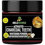 Activated Charcoal Teeth Whitening Powder: Natural Organic Coconut Whitener Polish With Baking Soda - Fluoride Free - Peppermint Flavor - 2.1 Ounces