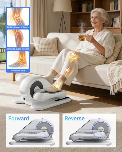 UMAY Under Desk Elliptical Machine, Electric Eclipse Leg Exerciser While Sitting for Seniors with 12 Speeds, Foot Peddler Exercise Machine, Manual & Auto Mode, Seated Pedal Exerciser for Home Office