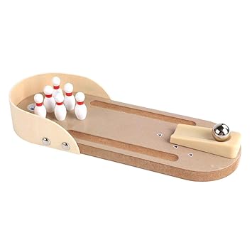 IainStars Kids Mini Wooden Desktop Bowling Game Developmental Toys Gift (Bowling)