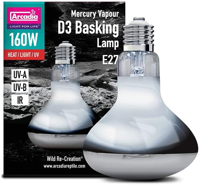 Arcadia Mercury Vapour D3 UV Basking Lamp 160W Full Spectrum Reptile Light