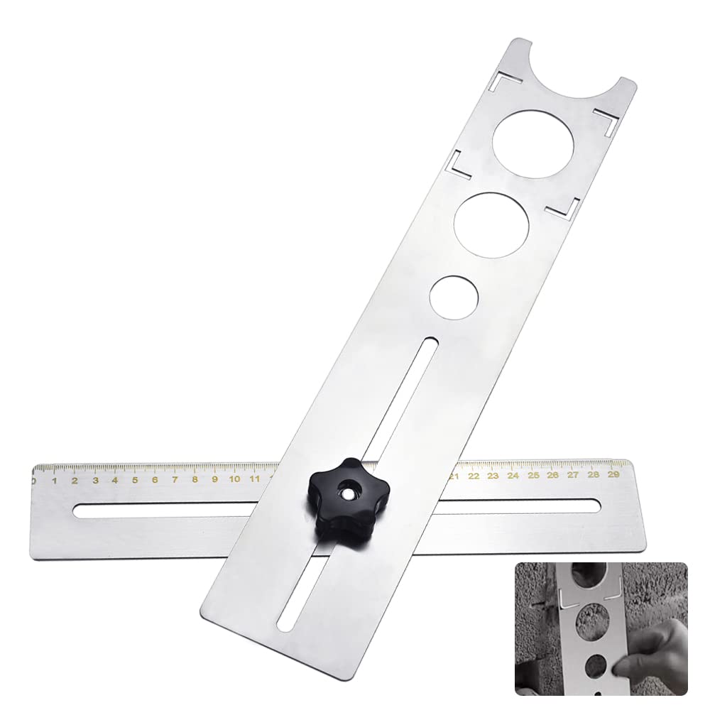LYTIVAGEN Ceramic Tile Hole Locator Stainless Steel Direction Jig Accurate Drilling Hole Floor Drilling Guide Finder Gauge 360 Degree Adjustment Hole Locator for Ceramic Cutting