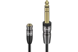 J&D 1/4 inch to 3.5mm Headphone Adapter, Heavy Duty Copper Shell Connecter Joint 3.5mm 1/8 inch Female TRS to 6.35mm Male TRS Stereo Audio Extension Cable (1 Feet)