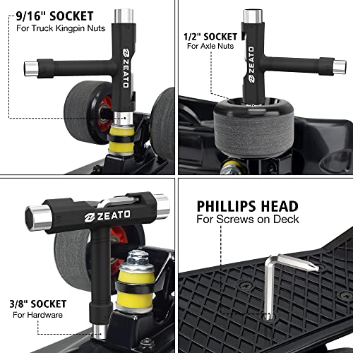 Zeato AllinOne Skate Tools MultiFunction Portable Skateboard T Tool