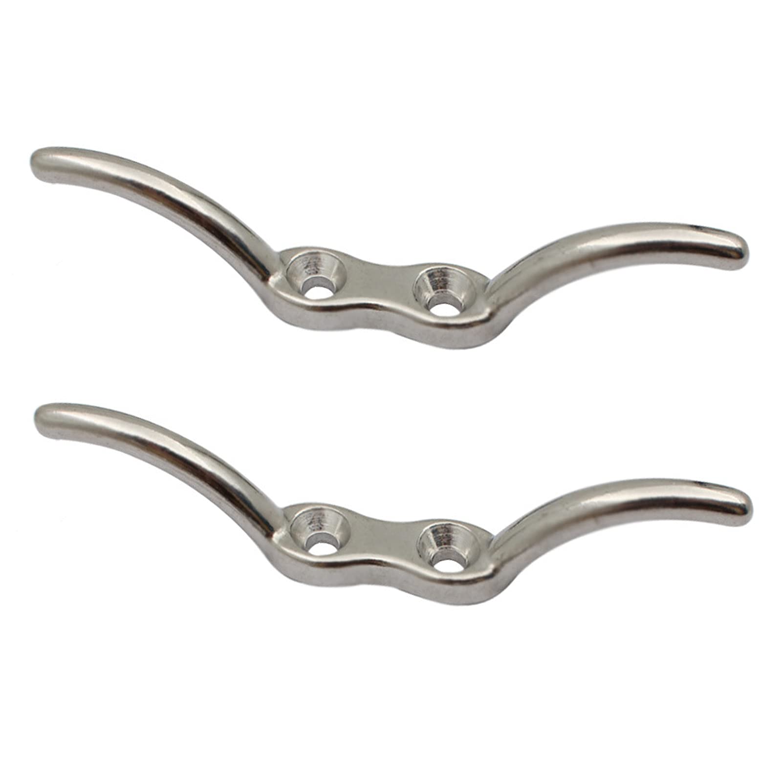 Pack of 2 Stainless Steel Boat Cleat Mooring Cleat Flag Pole Clamp Rope Clamp Hook for Repairing Flag Poles on Ships, Blinds, Tarpaulins (Silver)