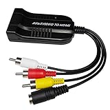 Female AV S Video to Hdmi Video Converter Adapter, Female S Video Input Port,Female AV(CVBS) Input Port,Hdmi Output with Micro Cable for HDTV DVD