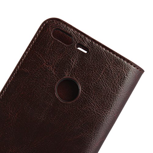 Google Pixel XL Wallet Case, Jaorty Genuine Leather Folio Flip Case Cover Book Design with Kickstand Feature with Card Slots/Cash Compartment for Google Pixel XL (5.5") - Dark Brown - Thumbnail 5