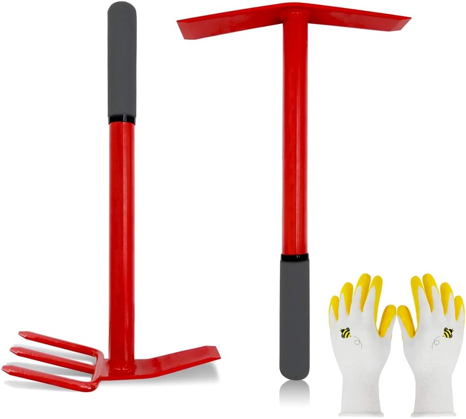 Colwelt Hand Cultivator 14'', All Steel Hoe and Cultivator with Carbon Steel Blade & Nonslip Ergonomic Handle, Heavy Duty Vegetable Tiller Terra Mattock for Loosening Compacted Soil, Weeding, Digging : Garden & Outdoor