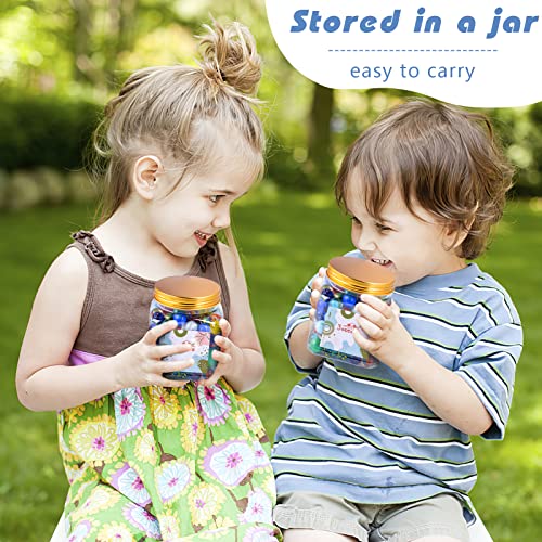 3 otters Glass Marbles Bulk, 125PCS Round Glass Beads with Marble Jar Assorted Style Kid Marbles Game Marble Run Vase Fillers