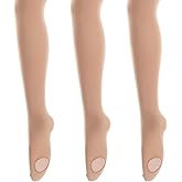 MANZI 3 Pairs Women's Girls' Basic Convertible Transition Ballet Dance Tights 40-Denier
