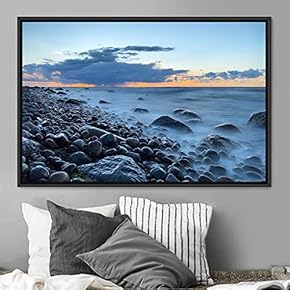signwin Framed Canvas Wall Art Rock Shore Group...