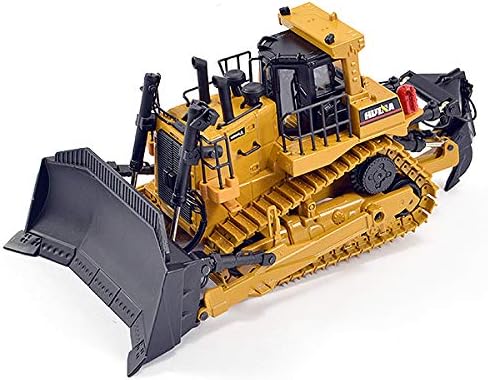 Huina 1/50 Diecast Bulldozer Earthmover Static Model, Yellow, 105mm (W) x 192mm (L) x 101mm (H)