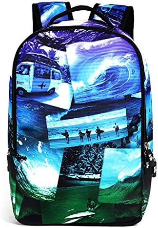 Flake Rain Unisex Fashionable Retro Personality Doodles School Backpack Travelling Bag (Blue)