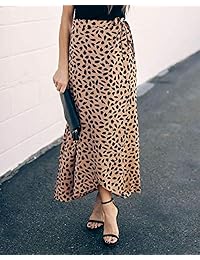 Maxi falda de gasa plisada para dama con estampado de leopardo