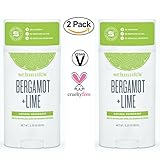 Schmidt's Deodorant Stick Bergamot + Lime 3.25 oz (Pack of 2) - Free of Aluminum, Vegan, Natural and Cruelty-Free