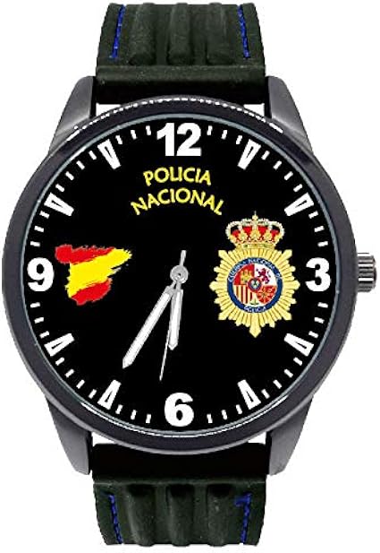 Reloj G&B Policía Nacional Esfera Negra Correa Caucho: Amazon.es ...