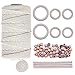 Quacoww 109 Yards Natural Macrame Cord 3mm with 6pcs Wood Ring and 4pcs Wooden Stick for DIY Plant Hangers, Crafts, Knitting